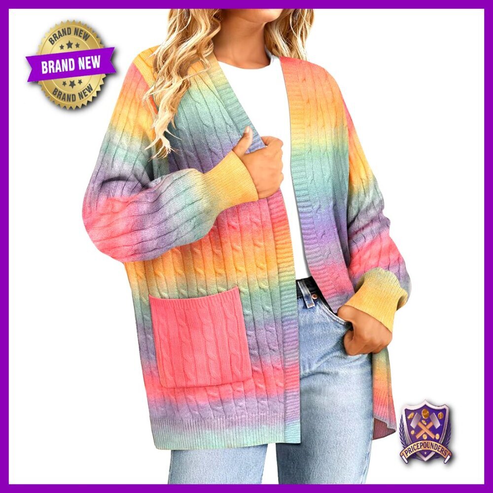 Plus Size Oversized Cardigan Sweater Coat V-Neck Long Sleeve Button Up